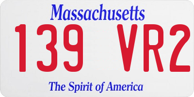 MA license plate 139VR2
