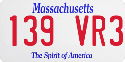 MA license plate 139VR3