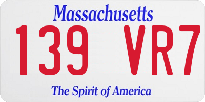 MA license plate 139VR7