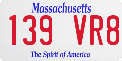 MA license plate 139VR8