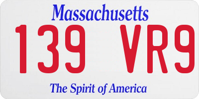 MA license plate 139VR9