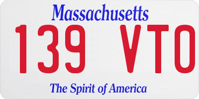 MA license plate 139VT0