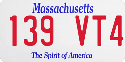 MA license plate 139VT4