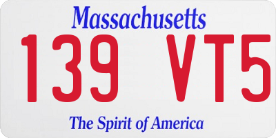 MA license plate 139VT5