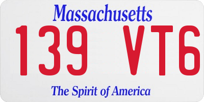 MA license plate 139VT6