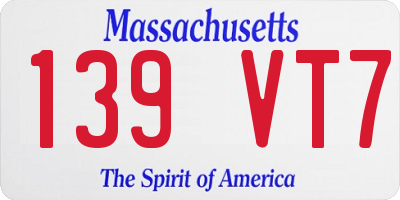 MA license plate 139VT7