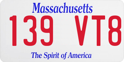 MA license plate 139VT8