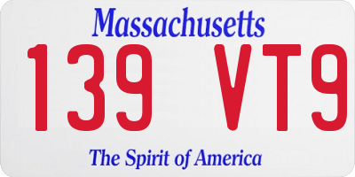 MA license plate 139VT9