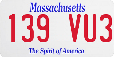 MA license plate 139VU3