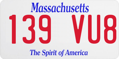 MA license plate 139VU8