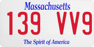 MA license plate 139VV9
