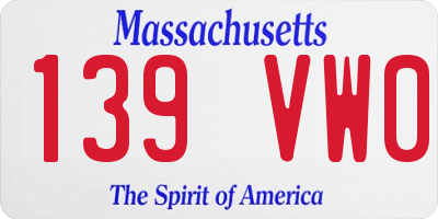 MA license plate 139VW0
