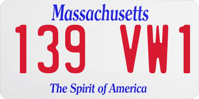 MA license plate 139VW1