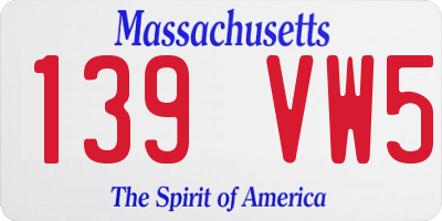 MA license plate 139VW5