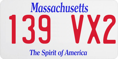 MA license plate 139VX2