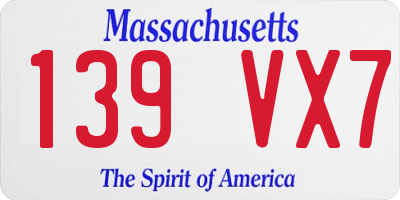 MA license plate 139VX7
