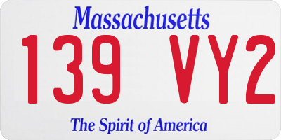 MA license plate 139VY2