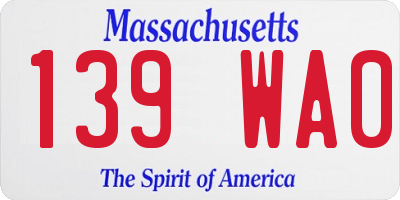 MA license plate 139WA0
