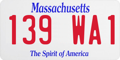 MA license plate 139WA1