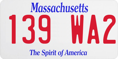 MA license plate 139WA2