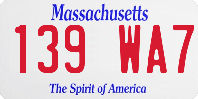 MA license plate 139WA7