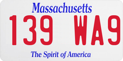 MA license plate 139WA9