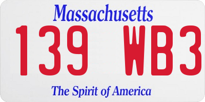 MA license plate 139WB3