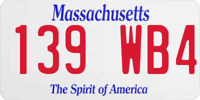 MA license plate 139WB4