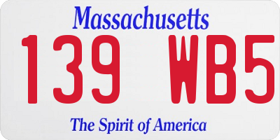 MA license plate 139WB5