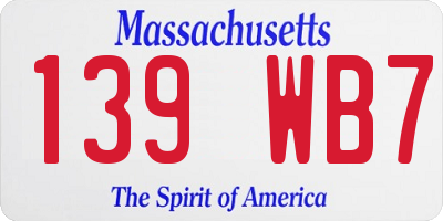 MA license plate 139WB7
