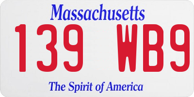MA license plate 139WB9