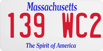 MA license plate 139WC2