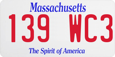 MA license plate 139WC3