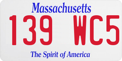 MA license plate 139WC5