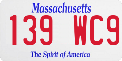 MA license plate 139WC9
