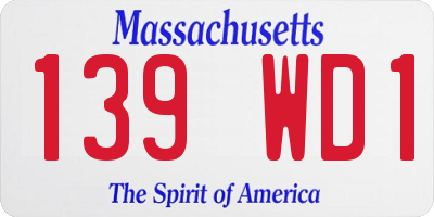 MA license plate 139WD1