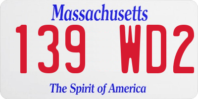 MA license plate 139WD2