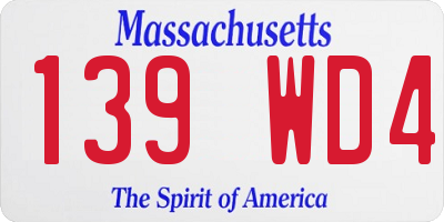 MA license plate 139WD4