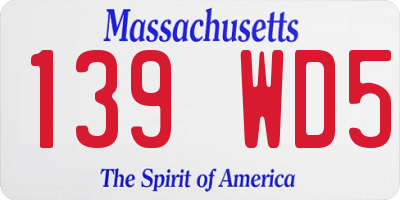 MA license plate 139WD5