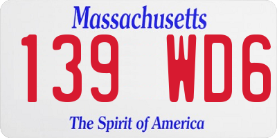 MA license plate 139WD6