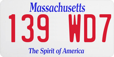 MA license plate 139WD7