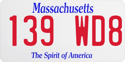 MA license plate 139WD8