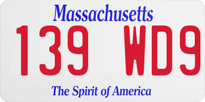 MA license plate 139WD9