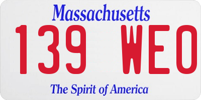 MA license plate 139WE0