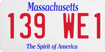 MA license plate 139WE1