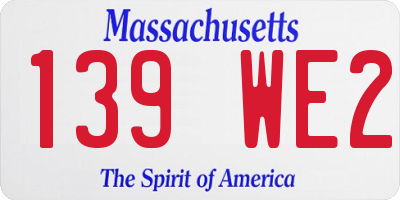 MA license plate 139WE2