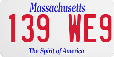 MA license plate 139WE9