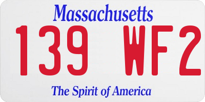 MA license plate 139WF2