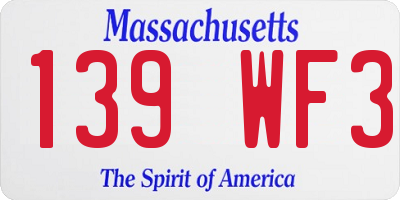 MA license plate 139WF3