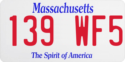 MA license plate 139WF5